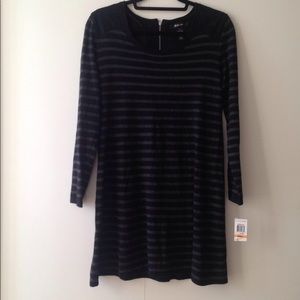 Style & Co. Black and Gray Striped Midi Dress